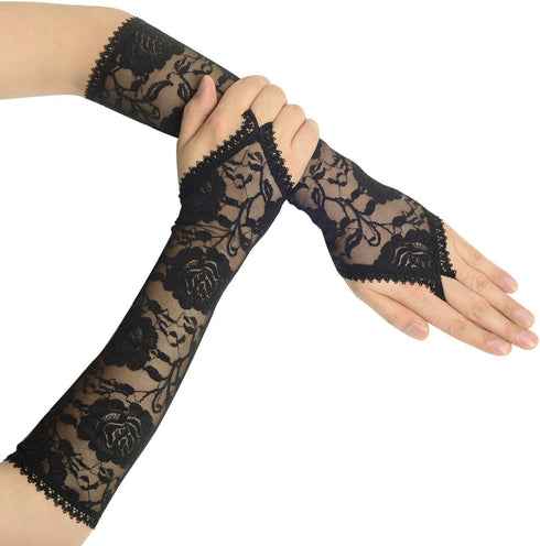 BABEYOND Floral Lace Gloves for Wedding Opera Party 1920s Flapper Lace Gloves Stretchy Adult Size...