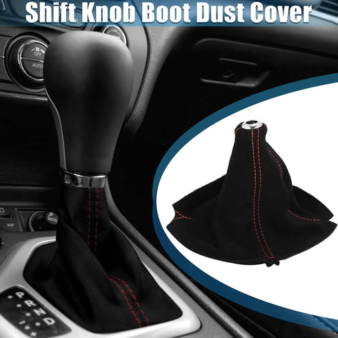 Car Shift Boot Cover Universal Gear Shift Knob Boot Dust Cover Suede Black with Red Line...