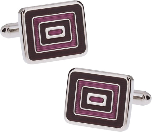 Unique Men's Cufflinks Black & Purple Enamel Cuff Links with Travel Presentation Box...