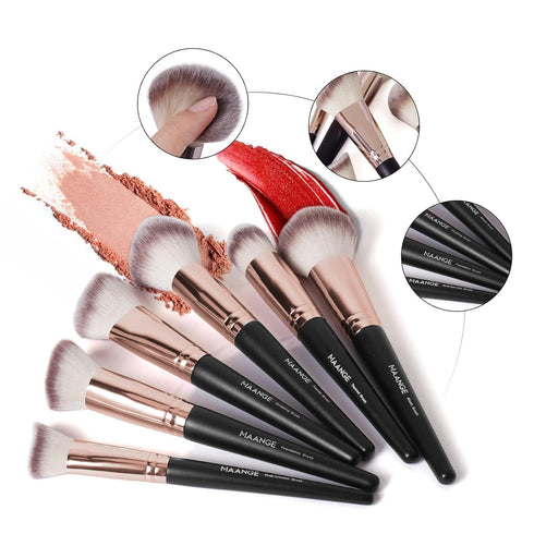 Makeup Brushes with Case, MAANGE 18 Pcs Professional Makeup Brush Set Premium Synthetic Face Kabuki Brush Kit Foundation Blush Powder Eyeshadow Br...