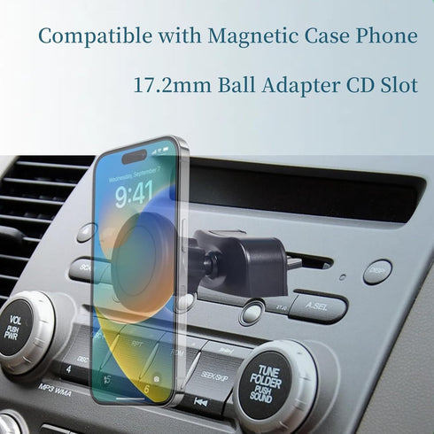 CD Slot Car Phone Holder Mount for Car Magnetic Mount Compatible with Case iPhone 15/14/13/12 Pro Max Plus Mini Smartphone 17.2mm Ball Adapter CD ...