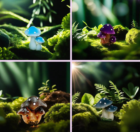 12 Pcs 1.5 to 1.8 Inch Resin Mushroom,Cute Mushrooms Fairy Garden Mushrooms Ornaments for Outdoor Decoration,Home Décor,Cake Decoration,DIY Bonsai...