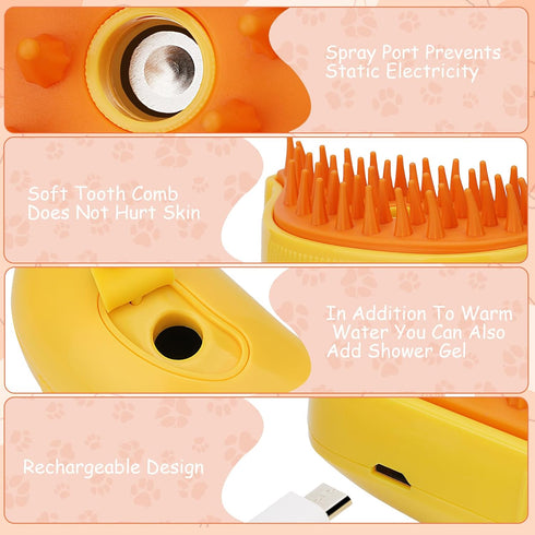 Cat Steam Brush,Cat Steam Brush for Grooming,3 in 1 Steamy Cat Brush,Spraying Steam Pet SPA Brush,Rechargeable Silicone Pet Comb for Cats & Dogs...