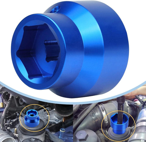 Oil Filter Socket 24mm / 36mm Reversible Fuel Filter Cap Remover and Installer Assistant Compatible with 6.0L / 6.4L Ford Powerstroke Diesel 2003-...