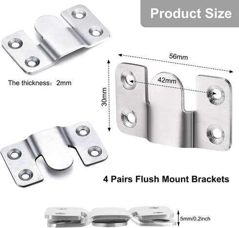 Flush Mount Bracket, Headboard Wall Mounting Brackets-56 x 30mm Interlocking Hanging Bracket, Mounting Hardware for Picture Hanging and Sectional ...