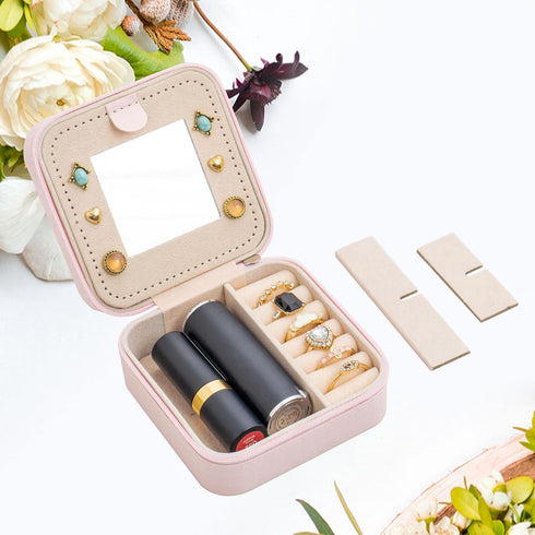 Jewelry Boxes & Organizers| Initial Travel Jewelry Box Case| Gold Initial Necklaces for Women Girls| Personalized Pink Jewelry Organizer| Graduati...