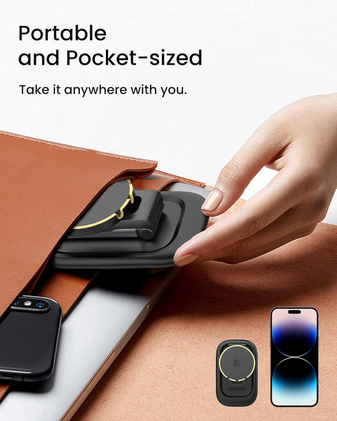SODI Magnetic Phone Stand Compatible with Mag-Safe iPhone Stand for Desk, Foldable Adjustable Phone Holder Dock, Detachable Continuity Camera Moun...