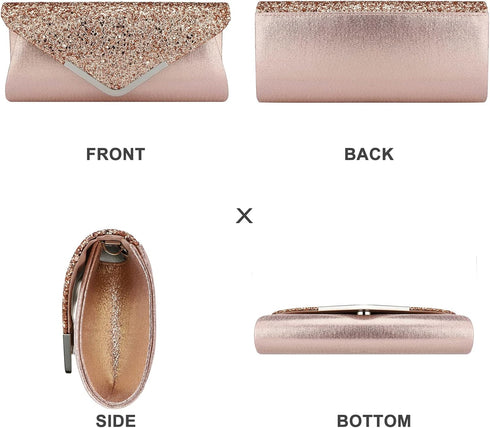 jessie Clutch Purse Evening Bag for Women Prom Glitter Sparkling Envelope Handbag for Wedding and Party...