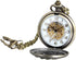 Avaner Steampunk Retro Half Hunter Copper Gear Skeleton Hand Wind Mechanical Roman/Arabic Numeral Analog Display Pocket Watch with 14" Chain...