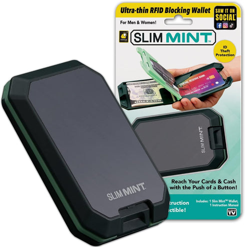 Ultra-Thin RFID-Blocking Wallet, AS-SEEN-ON-TV, ID Theft Protection, Easy to Carry, Reach Cards & Cash with a Touch of a Button, Aluminum Outer Sh...