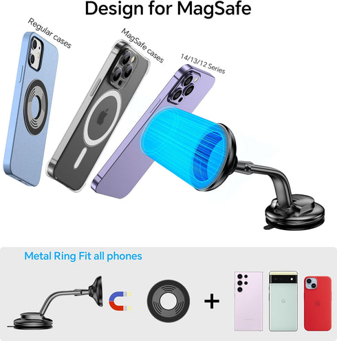 for MagSafe Car Mount?Strong Magnets?MagSafe Windshield Mount Magnetic Phone Holder for Car Dash Windshield Universal Hands Free Car Phone Holder ...