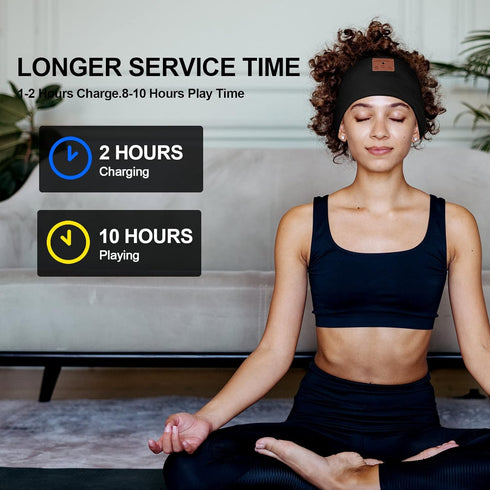 2 Pieces Wireless Bluetooth-compatible Music Headband with HD Speakers Wireless Headphones for Side Sleepers Sleeping Calling Jogging Yoga Workout...