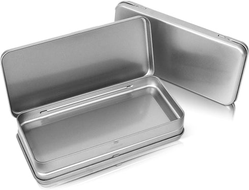 3 Pack Metal Tin Box with Lid, Metal Rectangular Tins With Hinged Lid, Portable Storage Box Containers, for Storage Drawing Pin Candies Jewelry Cr...