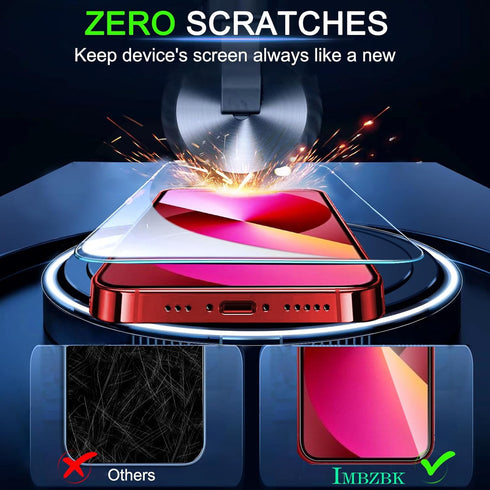 IMBZBK 3 Pack Screen Protector for iPhone 13 Tempered Glass with 3 Pack Camera Lens Protector, Accessories 9H Anti Scratch for Apple 13, 2.5D Curv...