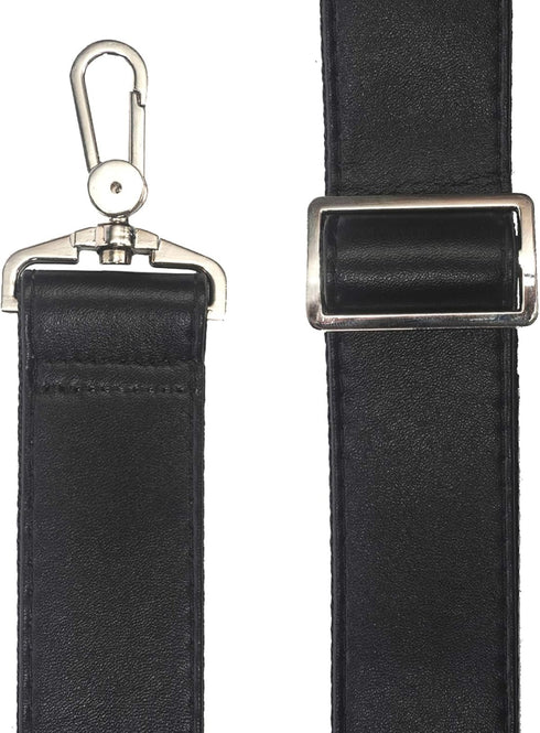 BEAULEGAN Bag Strap Replacement - Leather with Nylon - 51 Inch Long Adjustable for Crossbody/Shoulder, 1.5 Inch Wide (Black/Gold)...