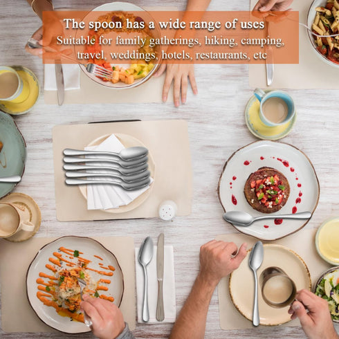 Dinner Spoons 12 Pieces, Stainless Steel 7.28inch Spoons, Dessert Spoons, Table Spoon, Soup Spoons, Easy To Clean, Dishwasher Safe...