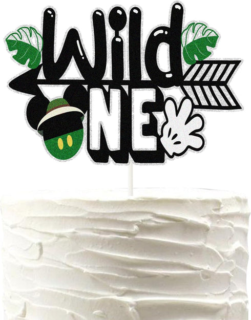 Wild One Mouse Cake Topper, 1st Birthday Jungle Animals Theme Party Decor Supplies for Boys Girls Kids,Cute Mouse leaf 1st Party Decor....