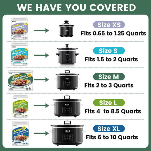 KOOC Slow Cooker Liners 11"x17" 20 count Middle Size Disposable Plastic Bags Pot Liners Cooking Bags Fit 3 qt to 4 qt Pot BPA Free...