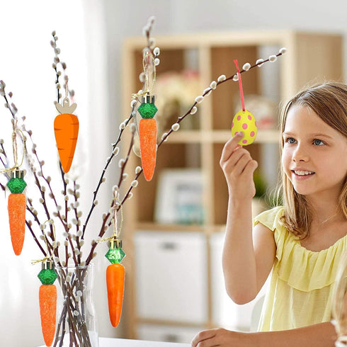 12 Pcs DIY Carrots Craft Ornament Hanging Pendant Decorations - Easter Gift for Decoration & Party Supplies...