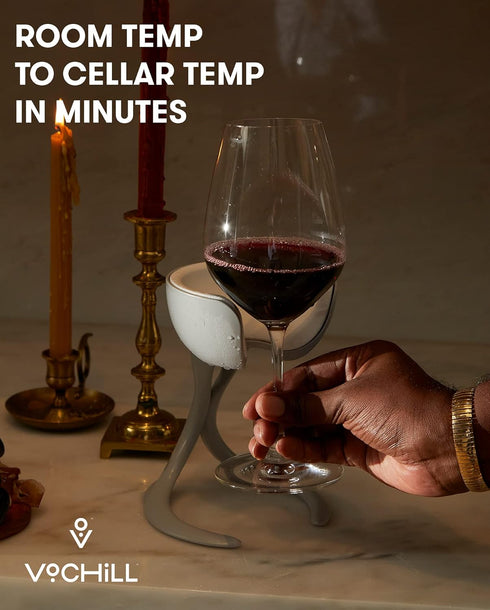 VoChill Stemmed Wine Glass Chiller | Made in USA | Radically cool wine tool – keeps wine perfectly chilled in your glass | Refreezable Chill Cradl...
