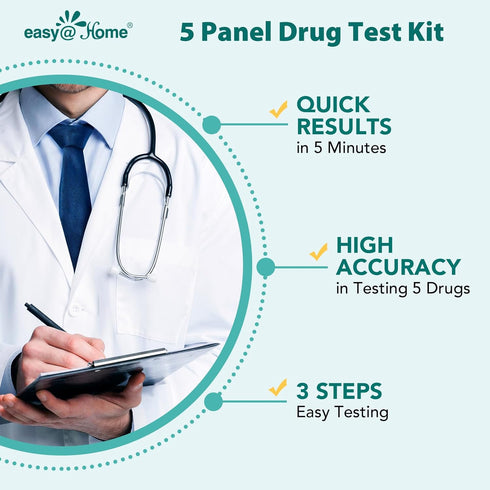 Easy@Home Urine Test Kit: Instant Result Home Use Qucik Screen 5 Panel Kit -#EDOAP-754 12 Pack...