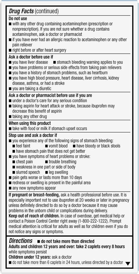 GoodSense Dual Action Acetaminophen and Ibuprofen (NSAID) Tablets, 250 mg/125 mg, Back Pain, 144 count...