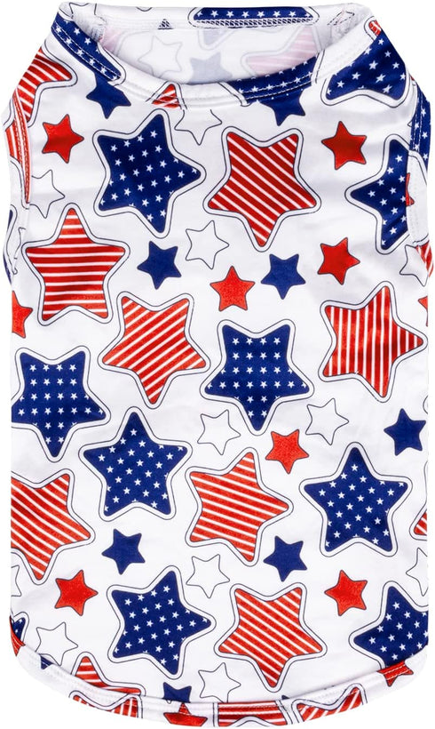 CuteBone 4th of July Dog Shirts 2-Pack Soft Pet Clothes Breathable Summer Vest for Small Puppy and Stretchy Cat Apparel 2BX13XL...