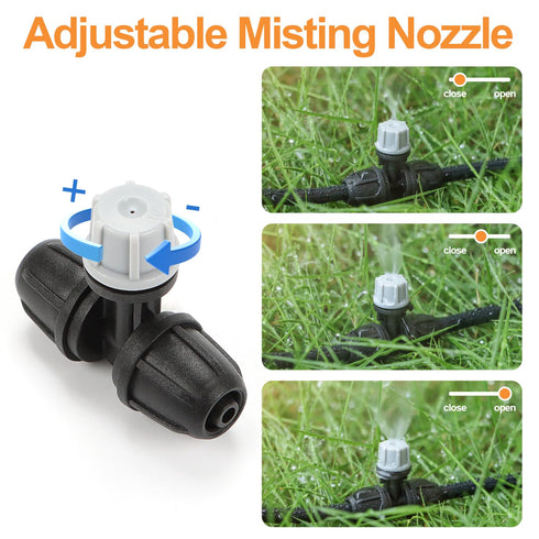 1/4 Inch Drip Irrigation Misting Nozzles Fittings, 30 Pieces Three-Way Atomizing Nozzle with Anti-leak Locked Barbed Irrigation Connector for 1/4 ...