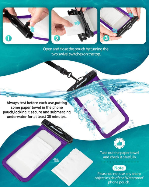 Hiearcool Universal Waterproof Phone Pouch, Dry Bag Compatible for iPhone 16 15 14 13 Pro Max XS Plus Samsung Galaxy S22 Cellphone Up to 8.3", IPX...