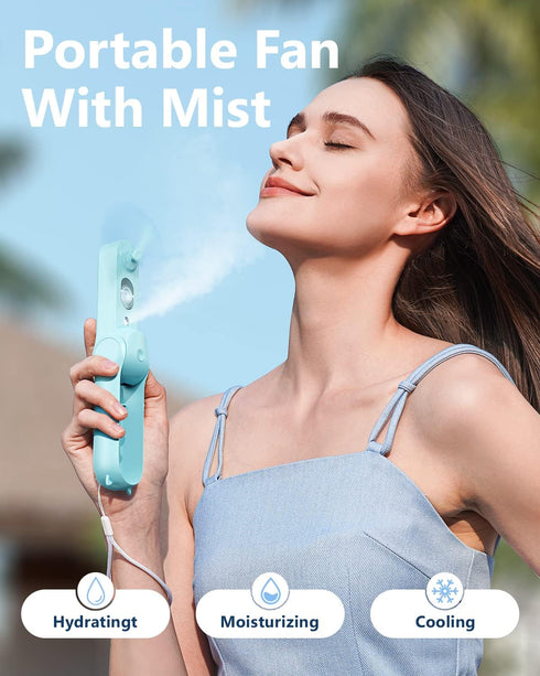 SWEETFULL Misting Fan, Portable, Handheld Personal Mister Small Fan, Rechargeable Mini Spray Water Mist Fan For Kids Women For Travel, Outdoors, H...