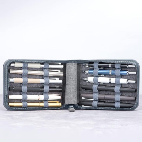 Lanxivi 12 Fountain Pen Case, Rollerball Pen Case Gray Color, Waterproof Canvas Pen Display Holder Organizer Bag......