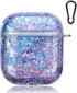 SGVAHY Airpods Case with Keychain - Clear, Purple, Wireless Charging, Soft Silicone, Shockproof, Cute Bling Quicksand...