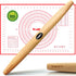 WALFOS French Rolling Pin and Silicone Baking Mat Set, Non-Stick Beech Wood Rolling Pin 17 Inch and Pastry Mat for Best Pie Crust, Cookie, Pasta a...