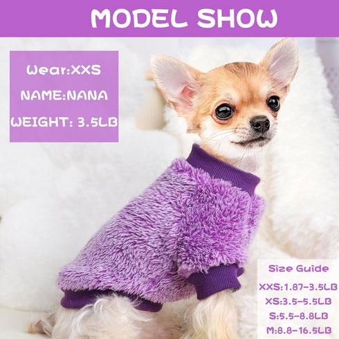 Dog Sweaters for Small Dogs, Chihuahua Fleece Clothes, XS Dog Clothes Winter Warm Puppy Sweaters Boys Girls Tiny Dog Outfits for Teacup Yorkie, Pe...