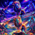 Blacklight Lion Tapestry Trippy Galaxy Space Tapestry UV Reactive Mountain Tapestry Hippie Neon Flowers Plants Wall Tapestry Magic River Landscape...