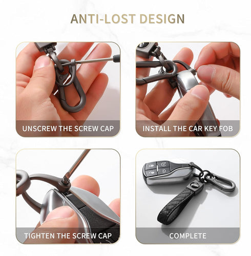 Carabiner Keychain, Universal Heavy Duty Woven Handmade Leather Key Chain, Car Fob Key Keychains with 360 Degree Rotatable Snap Swivel and Anti-Lo...