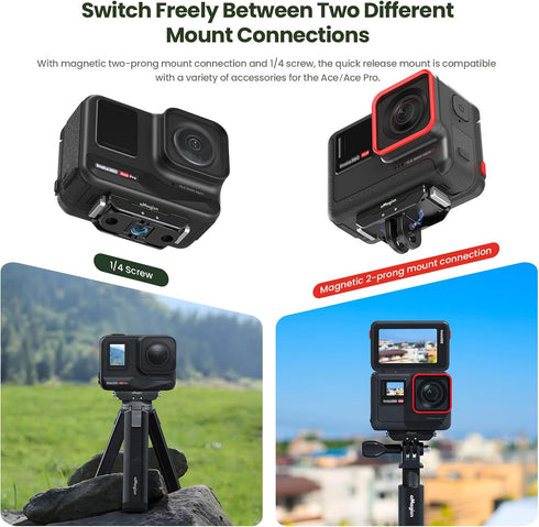 Action Camera Magnetic Adapter Mount for Insta360 Ace/Ace Pro Quick Release Adapter with Connection Adapter Extension Base Accessories...