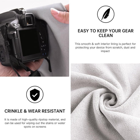 BEIYANG Camera Protective Wrap, Lens Protector Wrapper, 13.8x13.8 Inch Grey Magic Self-Adhesive Cloth for Camera/Lens/Phone/DSLR/Laptop/Accessorie...