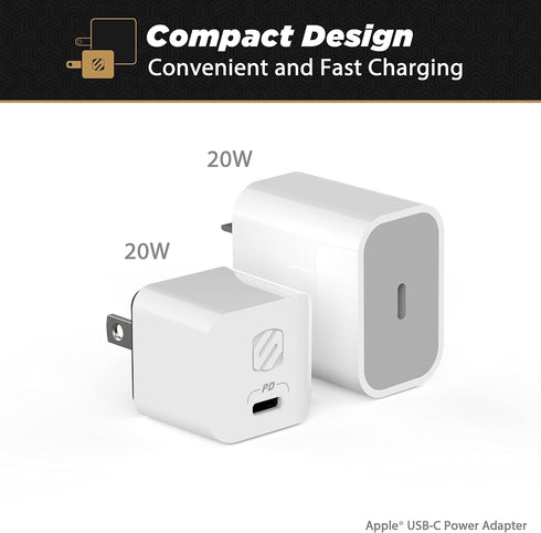 Scosche HPDC20WT-SP Fast Charger PowerVolt 20W Mini Cube USB-C, Wall Adapter for Phone, 4X Faster Power Charge, Portable Outlet Plug, White...