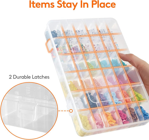 Lifewit 2 Pack 36 Grids Clear Stackable Plastic Organizer Storage Box Container with Adjustable Dividers for Beads, Art DIY, Crafts, Jewelry, Fish...