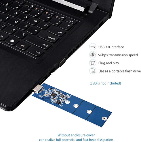 M.2 to USB Adapter, B Key M.2 SSD to USB 3.0 Reader Card, NGFF SATA Converter Support SATA Based SDD 2230 2242 2260 2280 No Cable Needed...