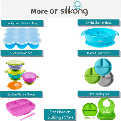 Silikong Suction Plate for Toddlers | BPA Free, 100% Food-Grade Silicone | Microwave, Dishwasher and Oven Safe | Stay Put Divided Baby Feeding Pla...