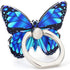 Butterfly Cell Phone Ring Holder Finger Ring Grip Stand 360° Rotation 180° Flip Universal Kickstand Compatible with All Smartphones (Blue)...