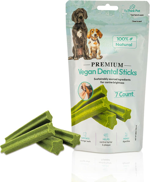 Vegan Dental Sticks for Pets - All Natural Dental Chews for Dogs - 7pc Dog Breath Treats...