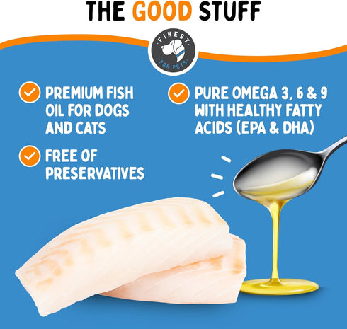 Omegease 100% Pure Omega 3 Fish Oil for Dogs & Cats 8 oz - Skin & Coat Supplement, Less Scratching & Shedding, Supports Joint Function, Immune, Br...
