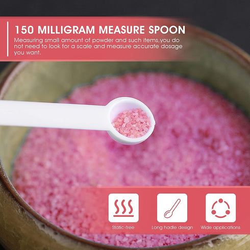 Prasacco 32 Pieces 1/32 Teaspoon 0.15 mL Mini Measuring Spoons Micro Scoops for Jars Little Tiny Plastic Scoop for Cosmetics Medicines Spices Powd...