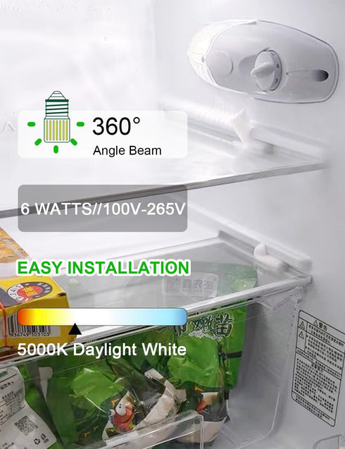 Refrigerator Light Bulb,E26 6W 60W Equivalent Fridge Light Bulb, 95+ CRI LED Light Bulb Daylight White 5000K 600 Lumen Energy Saving Refrigerator ...