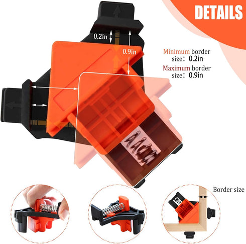 90 Degree Angle Clamps Corner Clamps for Woodworking 8pcs ABS Adjustable Swing Corner Clip Fixer Wood Clamps for Drilling Making Claw Clamps for C...