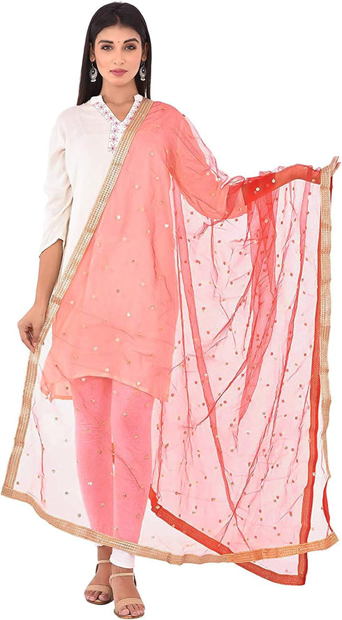 TMS Woman's Embellished Net Dupatta Scarf Shawl Wrap Soft Indian Bridal Wedding...