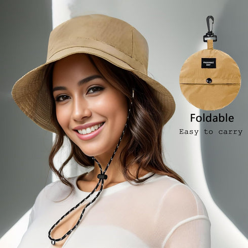 Waterproof Bucket Rain Hat, Outdoor Fishing Hat for Men Women Foldable Outdoor UV Protection Sun Hat Quick Dry Packable Hat for Summer Beach Fishi...